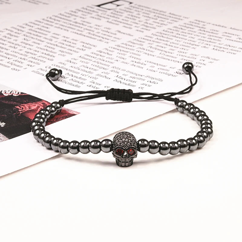 Skull Crystal Adjustable Bracelet Punk Wrist Jewelry