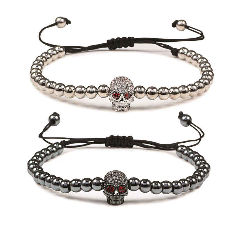 Skull Crystal Adjustable Bracelet Punk Wrist Jewelry