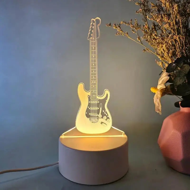 Guitar 3D Night Light, Optical Illusion Lamp