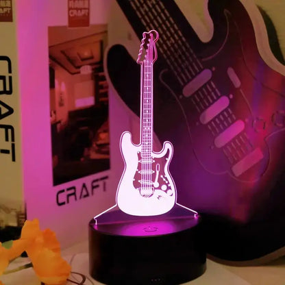 Guitar 3D Night Light, Optical Illusion Lamp